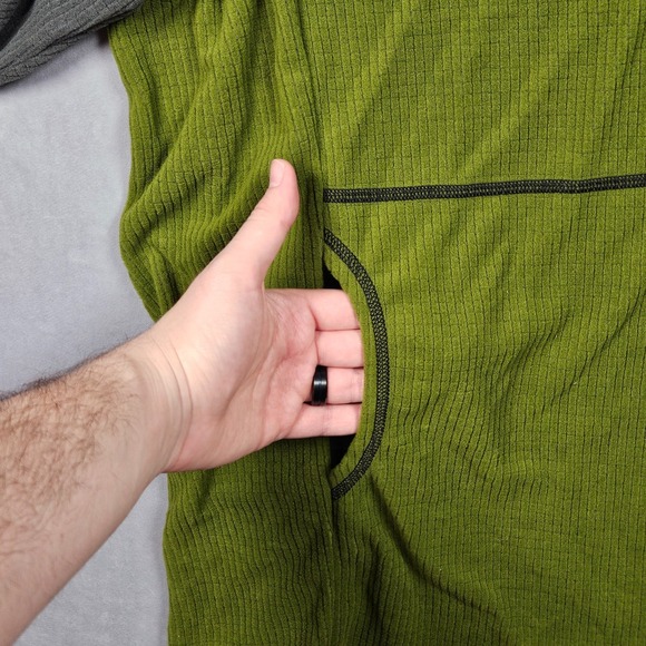 Melanzana Micro Grid Hoodie Mens XXL Green Gray Colorblock Sweatshirt Pockets - Picture 6 of 11